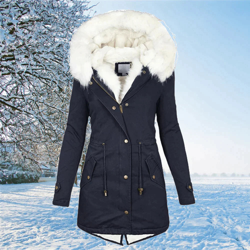 Scarlett Parka Coat with Hood and Fur Lining