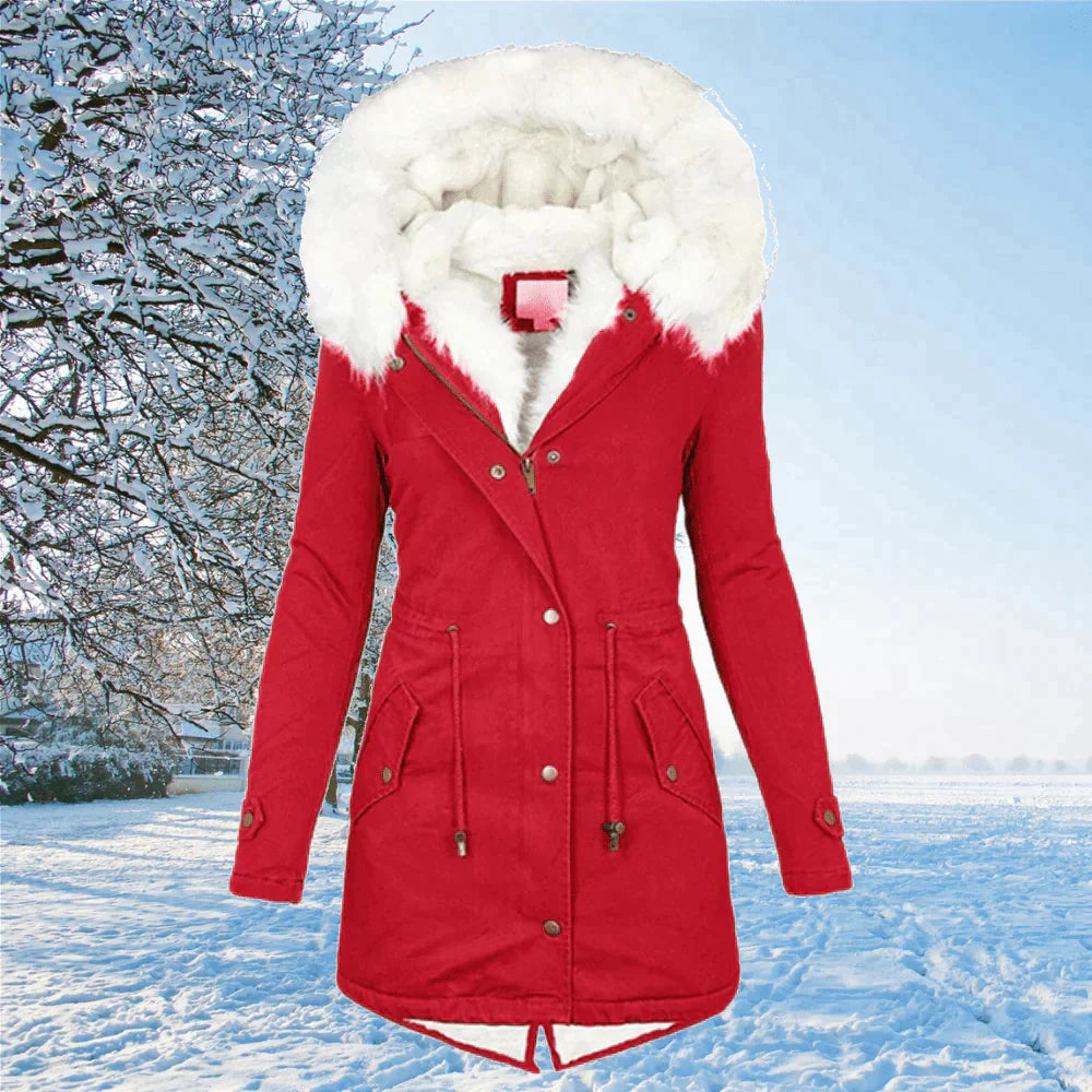 Scarlett Parka Coat with Hood and Fur Lining