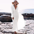 Elegantes Maxikleid mit Spitzenärmeln und Boho-Elementen – Ideal für Strand, Urlaub und Sommerfeste