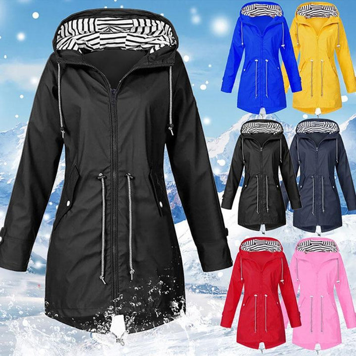 Klassische, stilvolle wasserdichte Damen-Regenjacke mit Kapuze | Perfekt für Outdoor-Aktivitäten im klassischen Design