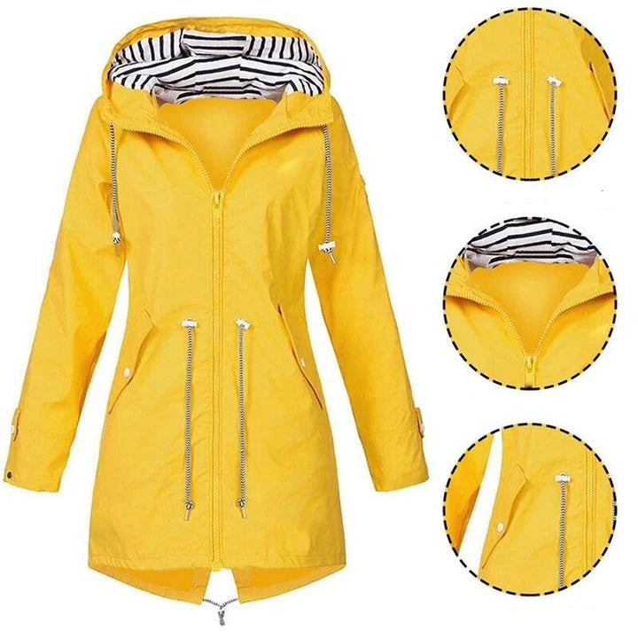 Klassische, stilvolle wasserdichte Damen-Regenjacke mit Kapuze | Perfekt für Outdoor-Aktivitäten im klassischen Design