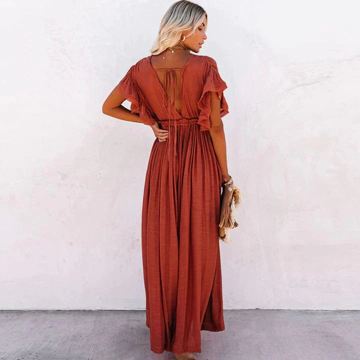Luftiges Strandkleid mit entspanntem Schnitt und fließendem Design – Ideal für Sommerurlaube und Strandspaziergänge