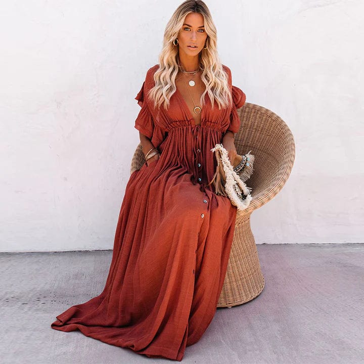 Luftiges Strandkleid mit entspanntem Schnitt und fließendem Design – Ideal für Sommerurlaube und Strandspaziergänge