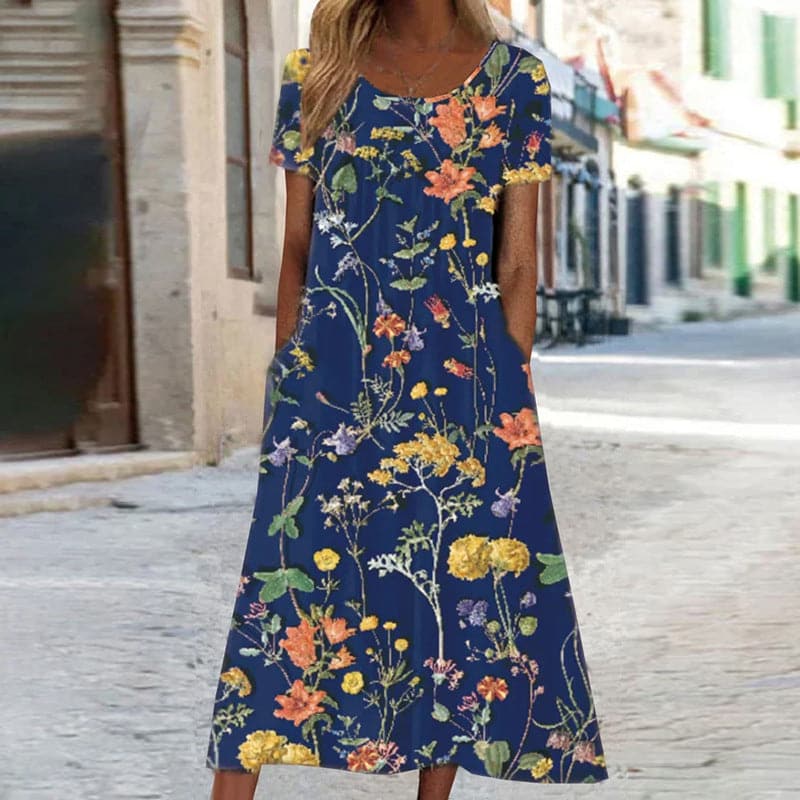 Midi-Kleid Eleganz mit Blumen – Eine Harmonische Verbindung von Blumen und Mode