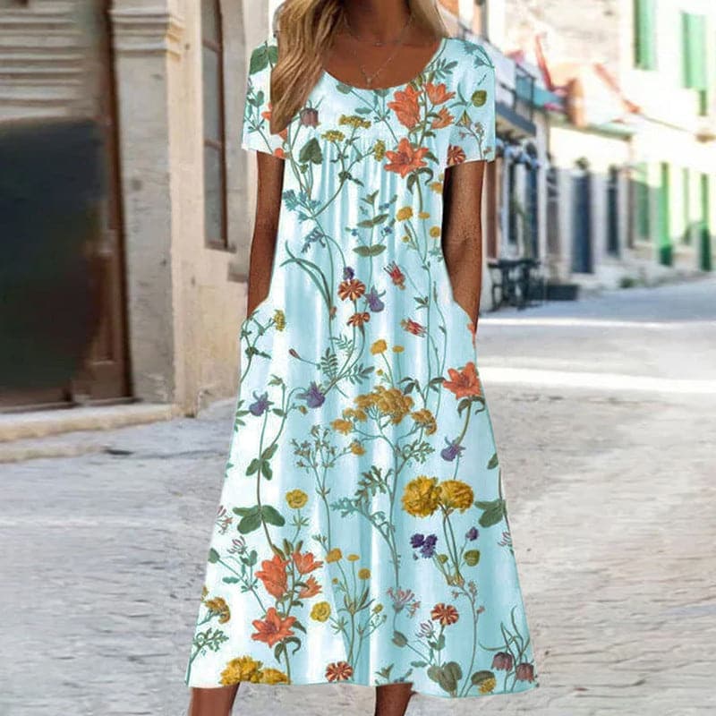 Midi-Kleid Eleganz mit Blumen – Eine Harmonische Verbindung von Blumen und Mode