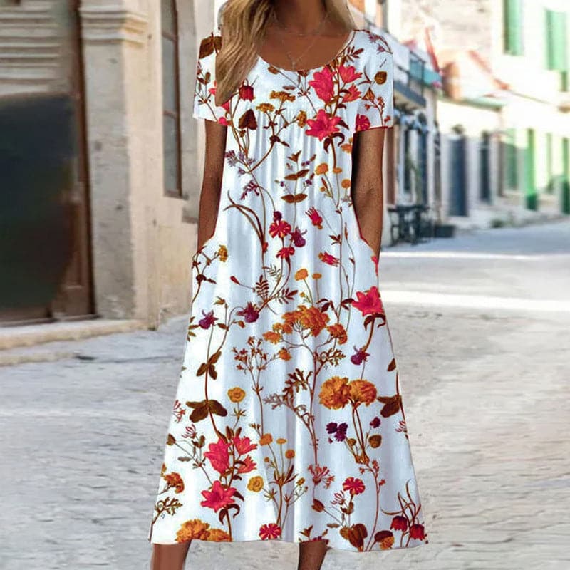 Midi-Kleid Eleganz mit Blumen – Eine Harmonische Verbindung von Blumen und Mode