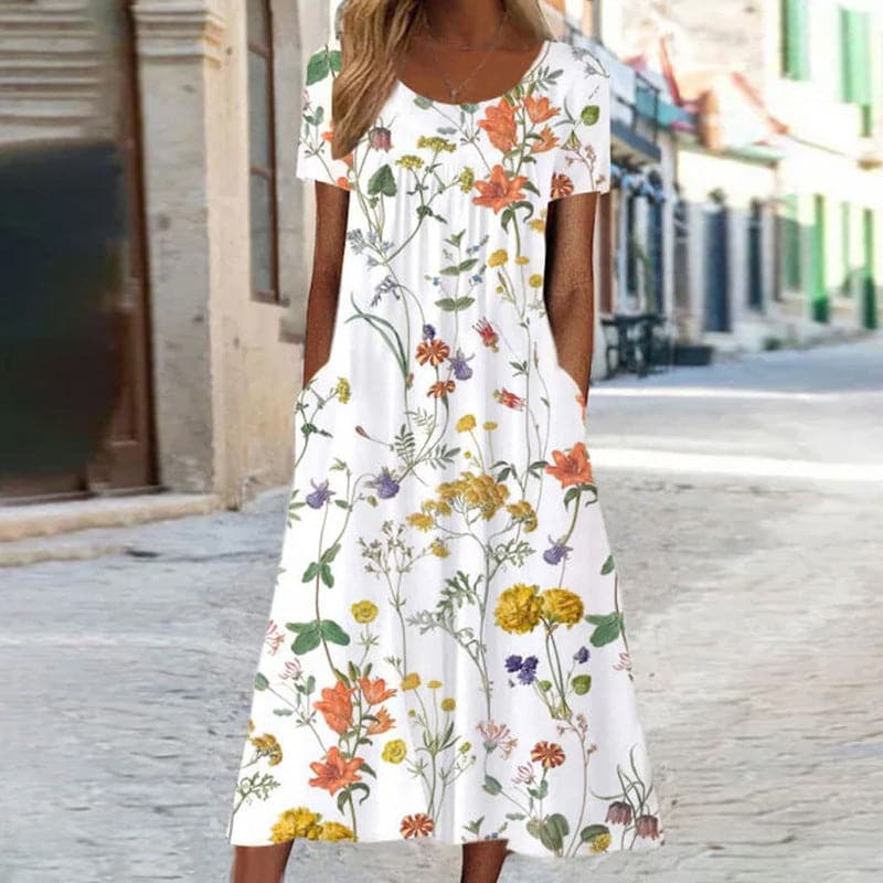 Midi-Kleid Eleganz mit Blumen – Eine Harmonische Verbindung von Blumen und Mode